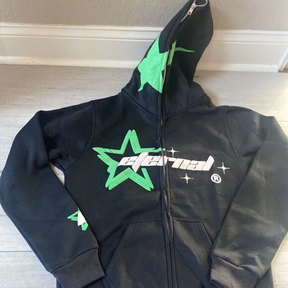 Eternal Mens Hoodie‎ Zip Up Black/green/white. Nwt - Picture 4 of 5